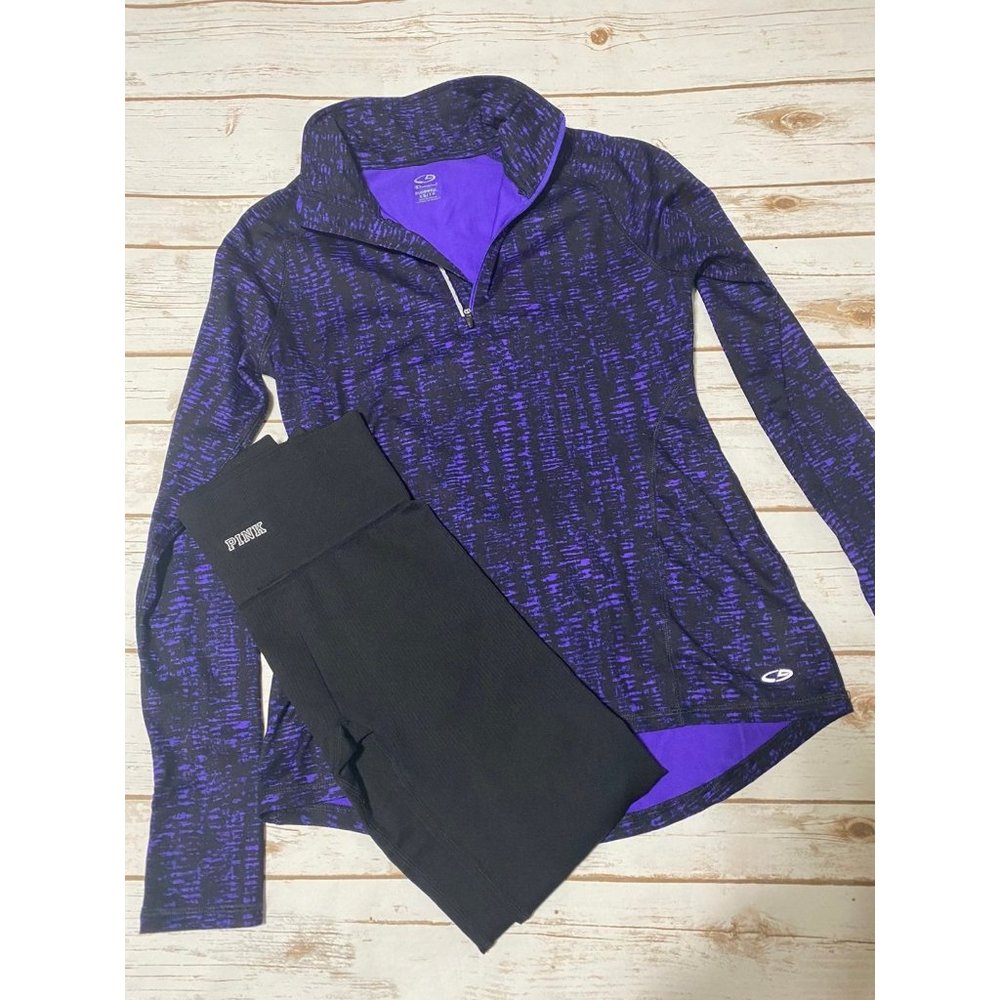 Purple and Black Workout Pullover XS